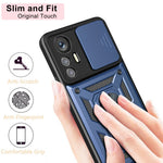For Xiaomi 12 Lite 5G Slide Camera Protection Phone Case Kickstand PC + TPU Hybrid Mobile Phone Cover
