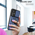 For Xiaomi 12 Lite 5G Slide Camera Protection Phone Case Kickstand PC + TPU Hybrid Mobile Phone Cover