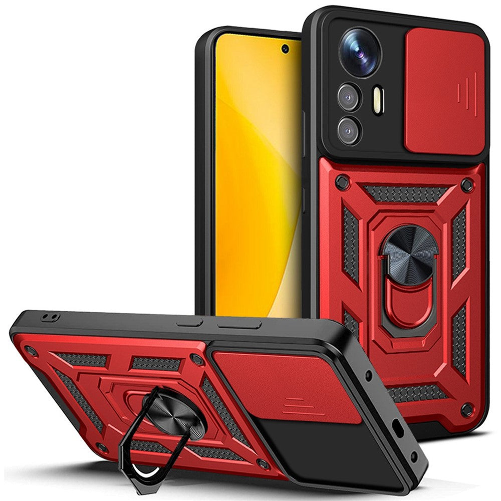 For Xiaomi 12 Lite 5G Slide Camera Protection Phone Case Kickstand PC + TPU Hybrid Mobile Phone Cover