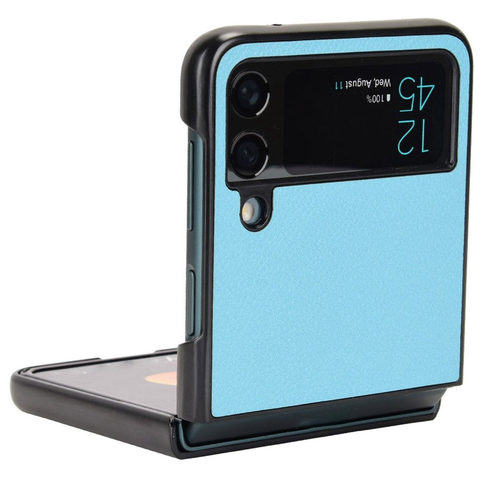 For Samsung Galaxy Z Flip4 5G Anti-wear Litchi Texture PU Leather Coated PC Case Drop-proof Cell Phone Cover