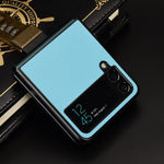 For Samsung Galaxy Z Flip4 5G Anti-wear Litchi Texture PU Leather Coated PC Case Drop-proof Cell Phone Cover
