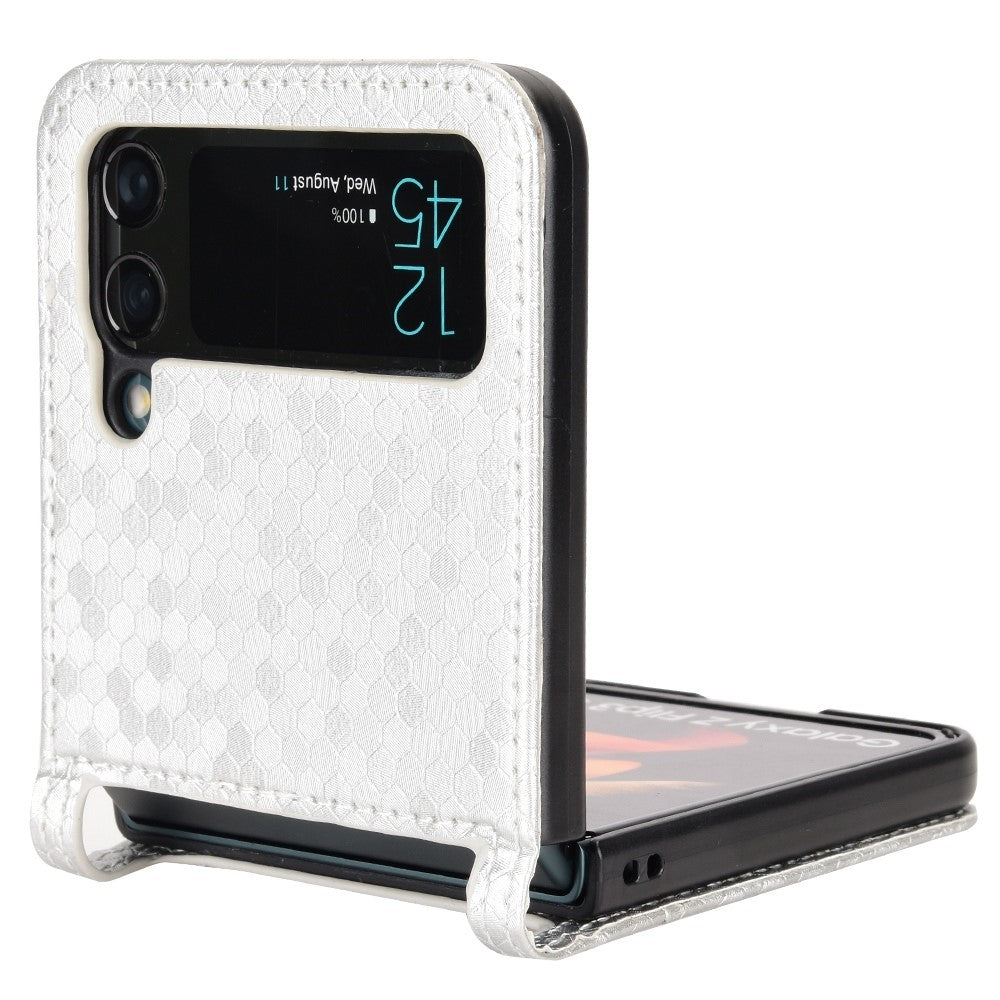 Til Samsung Galaxy Z Flip3 5G præget prikket mønster PU læder telefoncover kortlomme design flip mobiltelefoncover
