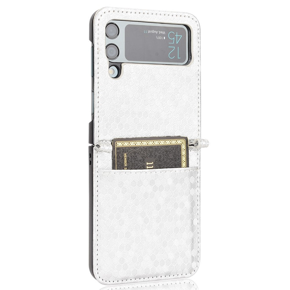 Til Samsung Galaxy Z Flip3 5G præget prikket mønster PU læder telefoncover kortlomme design flip mobiltelefoncover