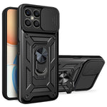 For Honor X8 4G Stødabsorberende mobiltelefon cover Støtteben PC + TPU Hybrid cover Skydelåse til kameralinse Beskyttelses cover