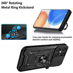 For Honor X8 4G Stødabsorberende mobiltelefon cover Støtteben PC + TPU Hybrid cover Skydelåse til kameralinse Beskyttelses cover