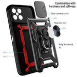 For Honor X8 4G Stødabsorberende mobiltelefon cover Støtteben PC + TPU Hybrid cover Skydelåse til kameralinse Beskyttelses cover