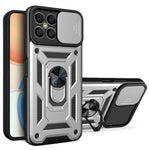 For Honor X8 4G Stødabsorberende mobiltelefon cover Støtteben PC + TPU Hybrid cover Skydelåse til kameralinse Beskyttelses cover
