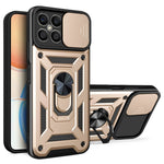For Honor X8 4G Stødabsorberende mobiltelefon cover Støtteben PC + TPU Hybrid cover Skydelåse til kameralinse Beskyttelses cover