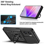 Oppo A77 5G / A57 (2022) 5G Fallskyddande Mobilmobilskal Stativ PC + TPU Hybrid Skal Skjutbart Kameraskydd mobilskal
