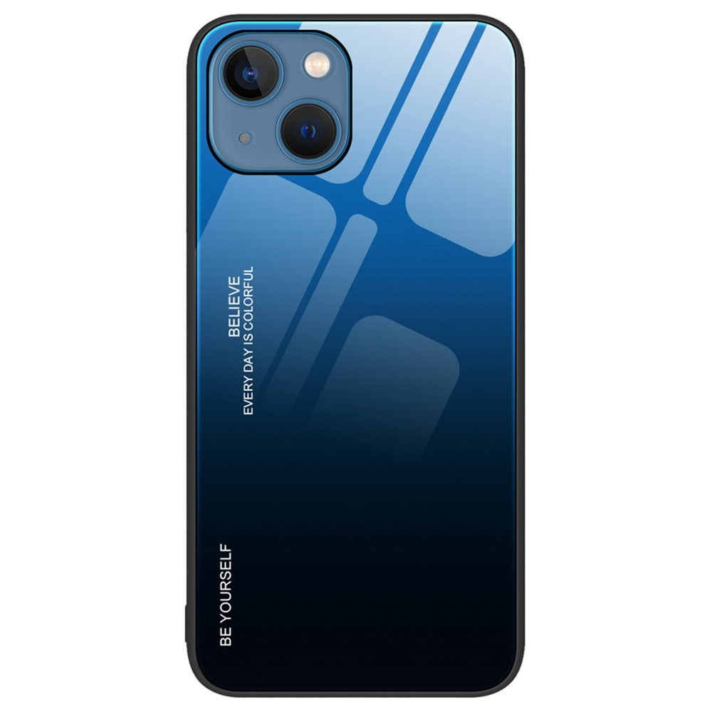 Til iPhone 14 Plus 6,7 tommer Gradient Color Design Telefoncover Hærdet Glas + PC + TPU Anti-ridse Beskyttelse