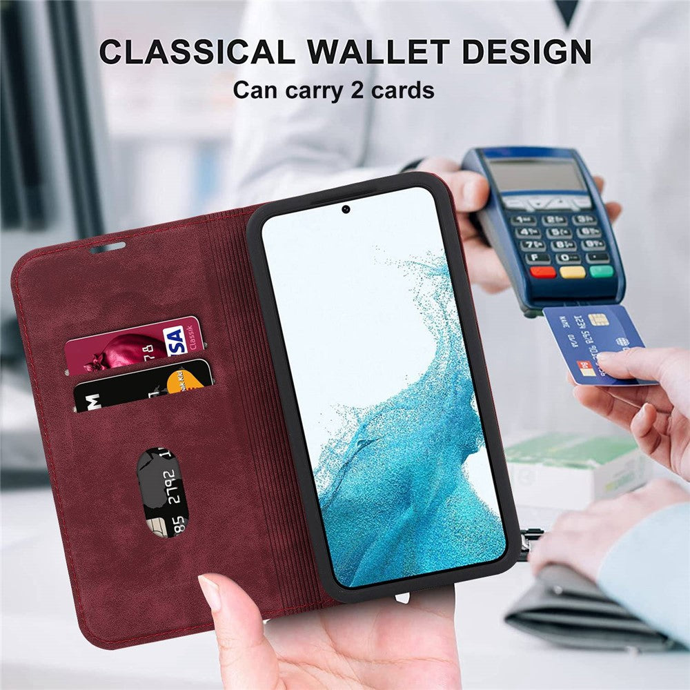 For Samsung Galaxy S22+ 5G RFID Blocking Stand Card Holder PU Leather Case Auto Closing Magnetic Phone Cover