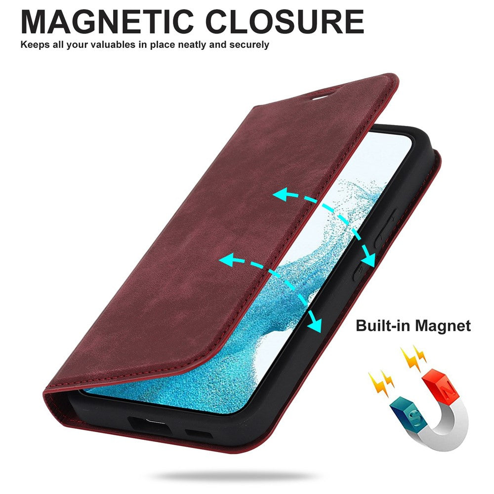 For Samsung Galaxy S22+ 5G RFID Blocking Stand Card Holder PU Leather Case Auto Closing Magnetic Phone Cover