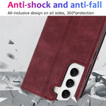 For Samsung Galaxy S22+ 5G RFID Blocking Stand Card Holder PU Leather Case Auto Closing Magnetic Phone Cover