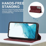 For Samsung Galaxy S22+ 5G RFID Blocking Stand Card Holder PU Leather Case Auto Closing Magnetic Phone Cover