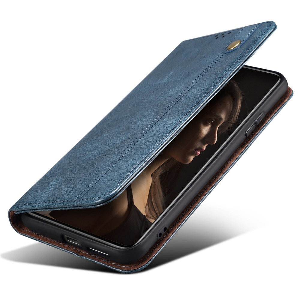 Anti-drop Waxy Crazy Horse Texture Phone Case for Xiaomi Poco M4 5G, PU Leather Magnetic Auto-absorbed Stand Wallet Cover