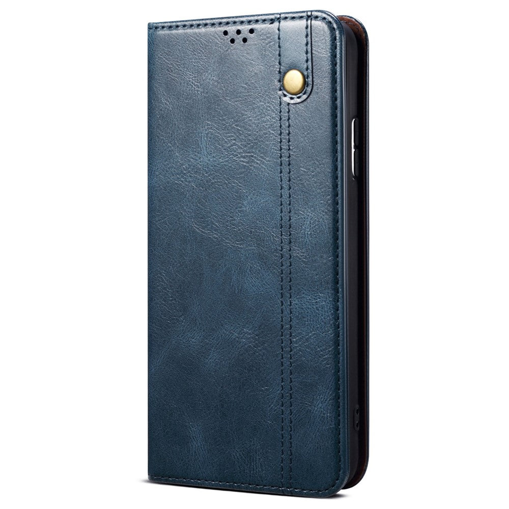 Anti-drop Waxy Crazy Horse Texture Phone Case for Xiaomi Poco M4 5G, PU Leather Magnetic Auto-absorbed Stand Wallet Cover