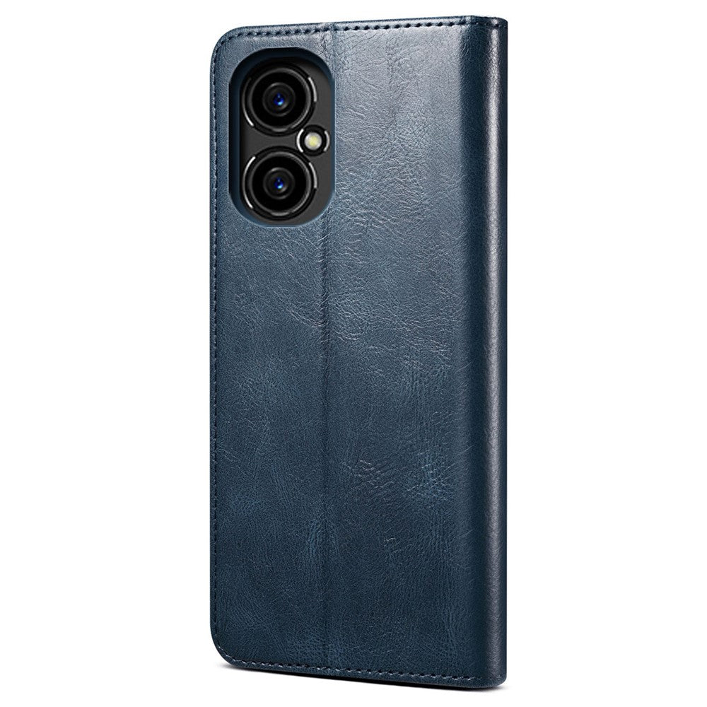 Anti-drop Waxy Crazy Horse Texture Phone Case for Xiaomi Poco M4 5G, PU Leather Magnetic Auto-absorbed Stand Wallet Cover