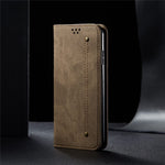 PU Leather Case for Xiaomi Poco M4 5G, Jeans Cloth Texture Magnetic Auto Closing Stand Wallet Phone Shell