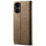 PU Leather Case for Xiaomi Poco M4 5G, Jeans Cloth Texture Magnetic Auto Closing Stand Wallet Phone Shell