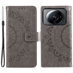 For Xiaomi 12S Ultra 5G Mandala Flower Pattern Imprinted PU Leather Hand Strap Design Magnetic Anti-fall Cover Stand Wallet Style Case