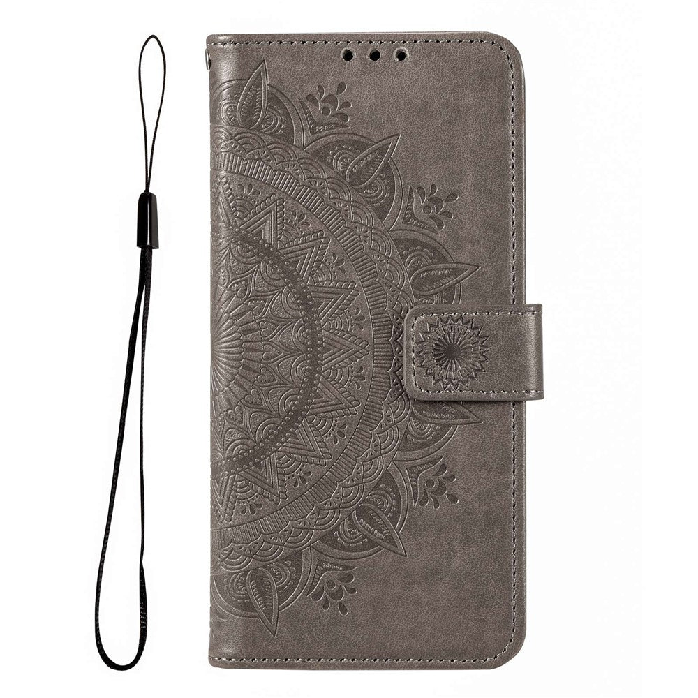 For Xiaomi 12S Ultra 5G Mandala Flower Pattern Imprinted PU Leather Hand Strap Design Magnetic Anti-fall Cover Stand Wallet Style Case
