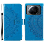 For Xiaomi 12S Ultra 5G Mandala Flower Pattern Imprinted PU Leather Hand Strap Design Magnetic Anti-fall Cover Stand Wallet Style Case