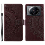For Xiaomi 12S Ultra 5G Mandala Flower Pattern Imprinted PU Leather Hand Strap Design Magnetic Anti-fall Cover Stand Wallet Style Case
