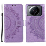 For Xiaomi 12S Ultra 5G Mandala Flower Pattern Imprinted PU Leather Hand Strap Design Magnetic Anti-fall Cover Stand Wallet Style Case