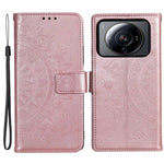 For Xiaomi 12S Ultra 5G Mandala Flower Pattern Imprinted PU Leather Hand Strap Design Magnetic Anti-fall Cover Stand Wallet Style Case