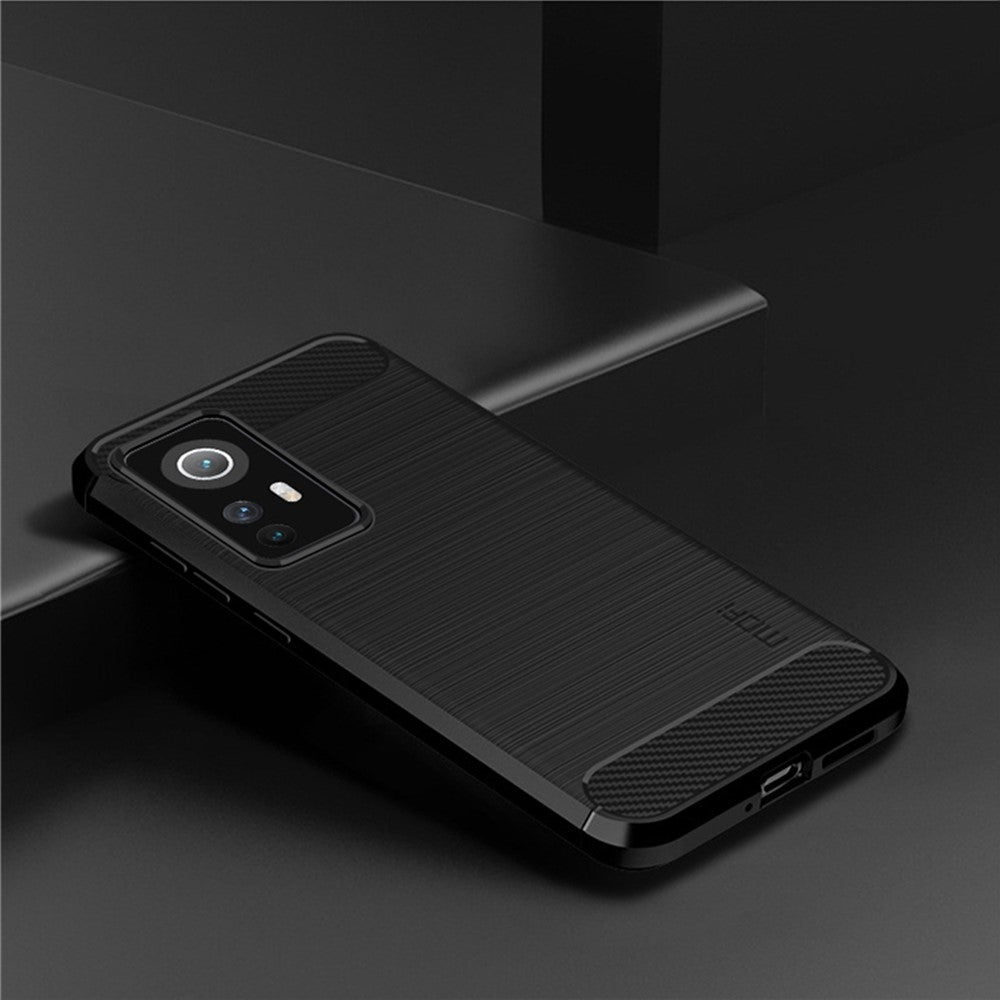 MOFI JK TPU Series-1 til Xiaomi 12 Lite 5G, TPU-mobilcover med børstet overflade, fingeraftryksafvisende og bagside i kulfiber