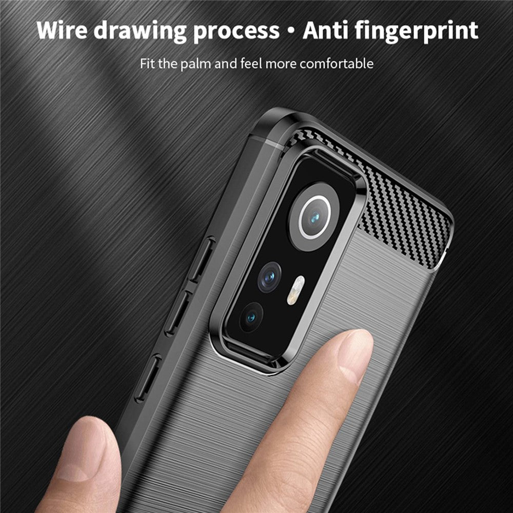 MOFI JK TPU Series-1 för Xiaomi 12 Lite 5G Borstad yta Anti-fingeravtryck TPU Baksida Kolfiber mobilskal