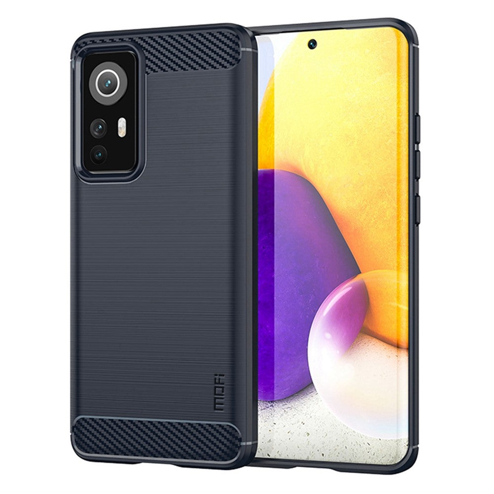 MOFI JK TPU Series-1 för Xiaomi 12 Lite 5G Borstad yta Anti-fingeravtryck TPU Baksida Kolfiber mobilskal