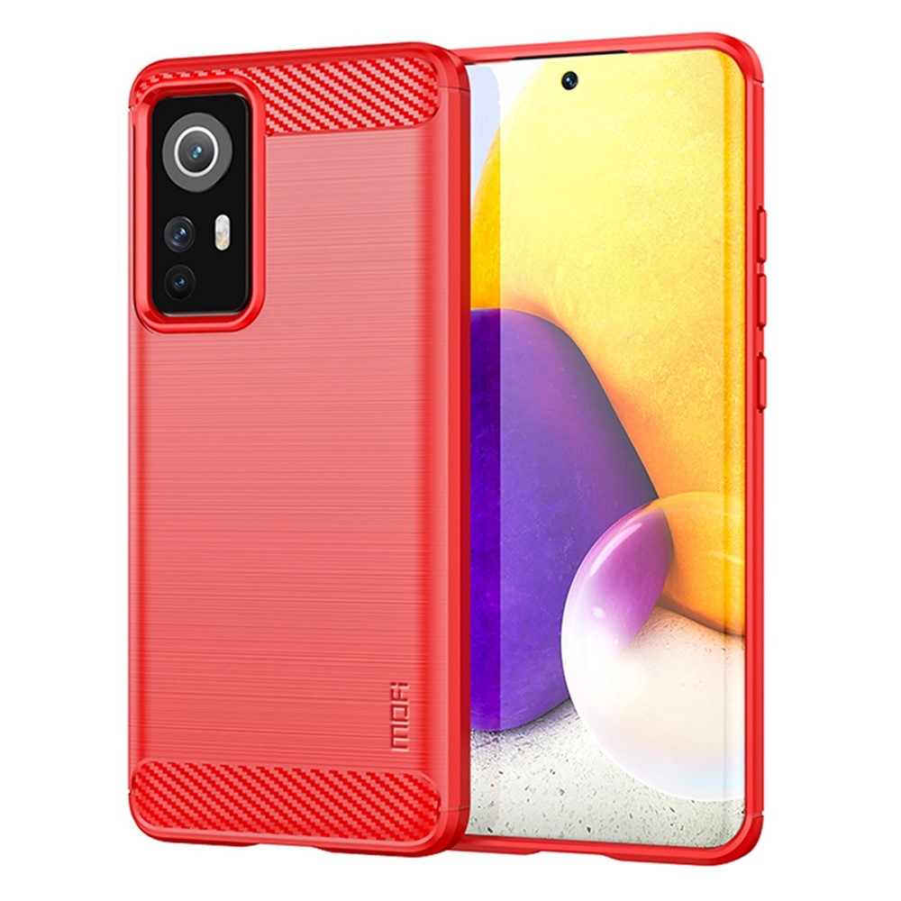 MOFI JK TPU Series-1 til Xiaomi 12 Lite 5G, TPU-mobilcover med børstet overflade, fingeraftryksafvisende og bagside i kulfiber