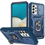 Samsung Galaxy A53 5G-mobilcover med kamera-skydedørsdesign, hård PC, blød TPU, Defender-stativcover med kortplads