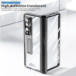 For Samsung Galaxy Z Fold4 5G Hinge + Stylus Pen Design Electroplating Hard PC Kickstand Function Phone Case with Tempered Glass Screen Protector