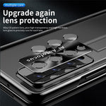 For Samsung Galaxy Z Fold4 5G Hinge + Stylus Pen Design Electroplating Hard PC Kickstand Function Phone Case with Tempered Glass Screen Protector
