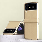 For Samsung Galaxy Z Flip4 5G Litchi Texture Metal Frame PU Leather + PC Back Cover Anti-fingerprint Phone Case
