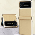 For Samsung Galaxy Z Flip4 5G Litchi Texture Metal Frame PU Leather + PC Back Cover Anti-fingerprint Phone Case