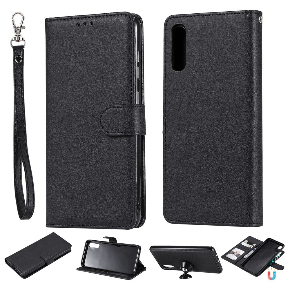Samsung Galaxy A50 / A50s / A30s-skal 2-i-1 avtagbart magnetiskt läderplånboksfodral med rem