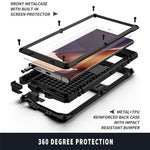R-JUST til Samsung Galaxy Note20 Ultra / Note20 Ultra 5G Metal + Silikone + PC Kickstand Cover Støvtæt Anti-drop Cover med Hærdet Glasfilm
