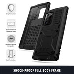 R-JUST til Samsung Galaxy Note20 Ultra / Note20 Ultra 5G Metal + Silikone + PC Kickstand Cover Støvtæt Anti-drop Cover med Hærdet Glasfilm