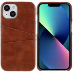 For iPhone 14 6.1 inch Anti-fall Mobile Phone Case PU Leather+PC Back Phone Cover with 2 Card Slots