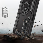 For Samsung Galaxy Z Fold4 5G TPU + PC Shockproof Phone Case Ring Holder Kickstand Protective Cover with Car Mount Metal Sheet