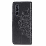 Til Samsung Galaxy Z Fold4 5G Stødsikkert Flip Wallet Cover Præget Mandala Mønster Foldbart Stander PU Læder Etui med Håndrem