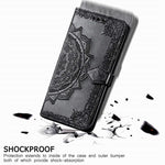 Til Samsung Galaxy Z Fold4 5G Stødsikkert Flip Wallet Cover Præget Mandala Mønster Foldbart Stander PU Læder Etui med Håndrem