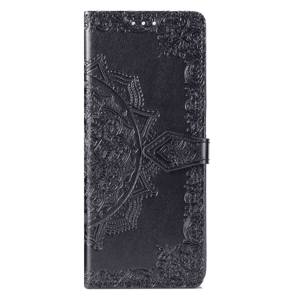 Til Samsung Galaxy Z Fold4 5G Stødsikkert Flip Wallet Cover Præget Mandala Mønster Foldbart Stander PU Læder Etui med Håndrem