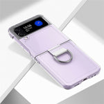 For Samsung Galaxy Z Flip4 5G Anti-scratch Phone Case with Ring Holder Clear PVC + PC + Metal Mobile Phone Back Cover