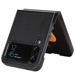For Samsung Galaxy Z Flip4 5G Anti-scratch Phone Cover Carbon Fiber Texture PU Leather Coated PC Cell Phone Case