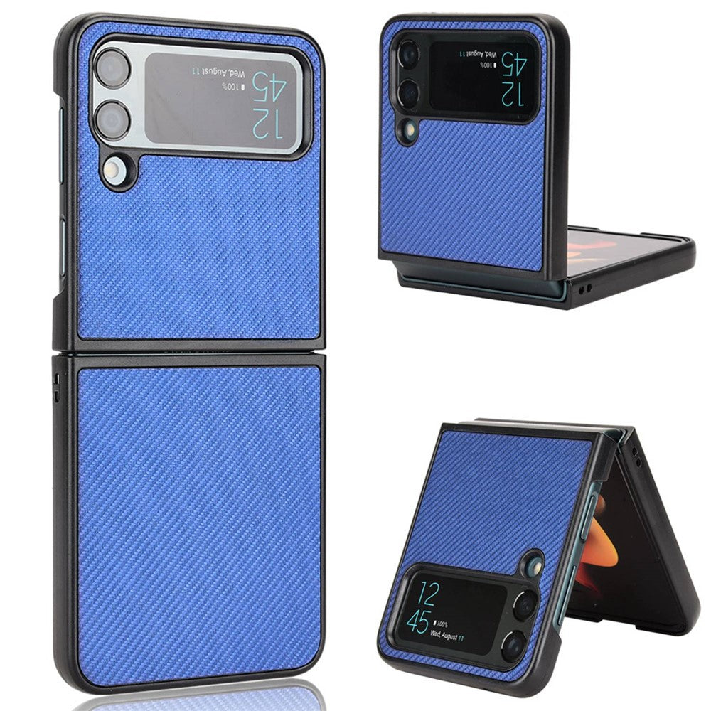 For Samsung Galaxy Z Flip4 5G Anti-scratch Phone Cover Carbon Fiber Texture PU Leather Coated PC Cell Phone Case