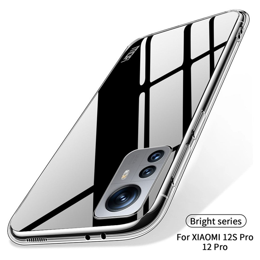 MOFI För Xiaomi 12 Pro 5G / 12 Pro (Dimensity) 5G / 12S Pro 5G Transparent TPU-skal Fallsäkert bakstycke